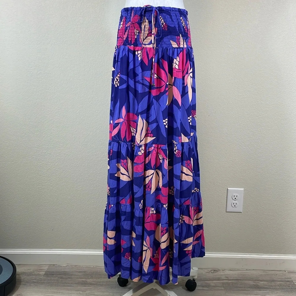 Abelโ the label Anthropologie purple floral maxi skirt size large